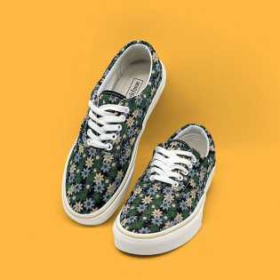 SUPS genuine green small floral low-top canvas unisex new summer breathable casual retro board shoes