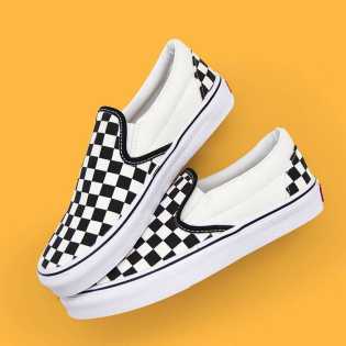 SUPS black and white plaid slip-on canvas shoes School style checker set feet unisex shoes large siz