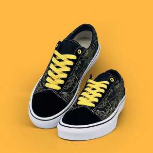 SUPS black and yellow matching low top board shoes school style casual canvas shoes cartoon printed