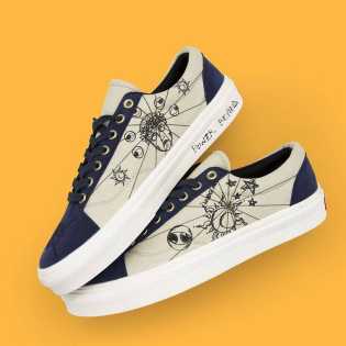 SUPS summer new men's shoes sun print low top canvas shoes to match the trend of women's shoes casua
