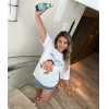 chubby babe plus size vintage print street crewneck loose T-shirt