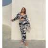 chubby babe plus-size European and American hottie sexy zebra pattern super elastic split dress