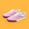 SUPS unisex Red plaid shoes grid pattern low top pink plaid casual canvas sneakers national trend