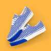 SUPS blue and white plaid full print Low top cloth shoes classic fashion all match breathable casual