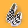 SUPS black and white plaid slip-on canvas shoes School style checker set feet unisex shoes large siz